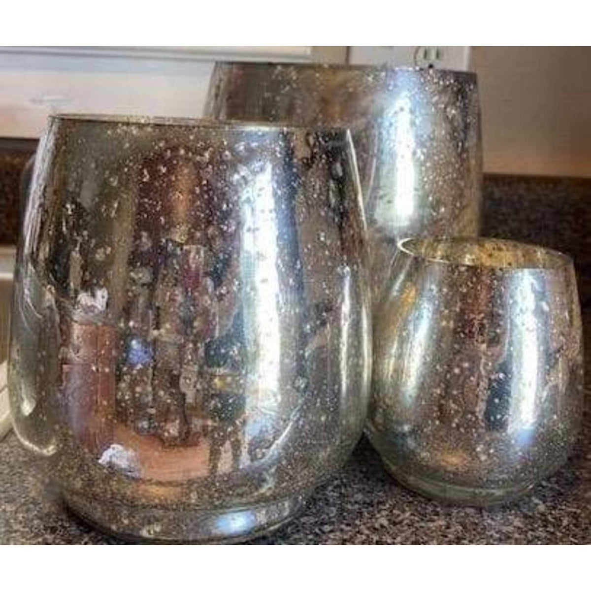 Silver Mercury Glass Candle Holders H8990