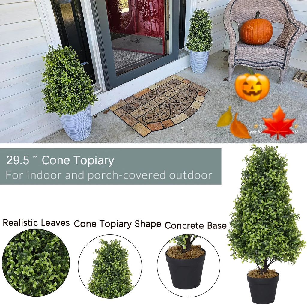 Artificial Topiary Trees 2 Pack 30 Inch Faux Boxwood I4867
