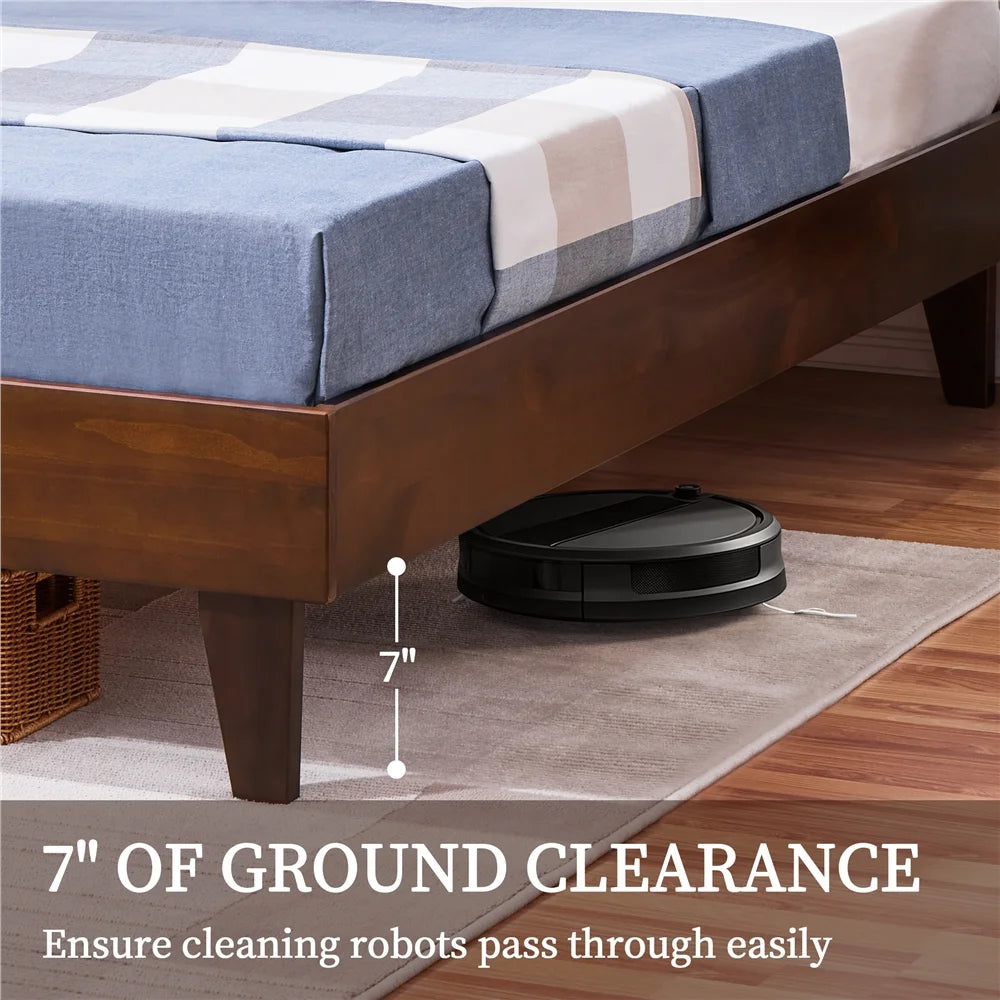 Queen Size Platform Bed Frame with Wood Slat Support T464619