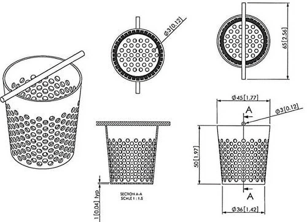 Brushed 304 Stainless Steel Hair Trap Strainer for Shower Floor Drain F575165
