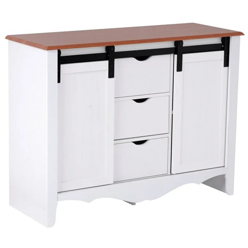 Countryside Barn Door Buffet with Two Sliding Barn Doors & Three Drawers H70214