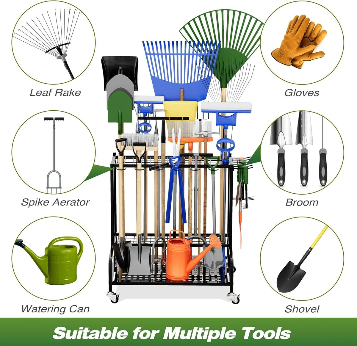Garden Tool Organizer, Yard Tool Tower Rack W3804
