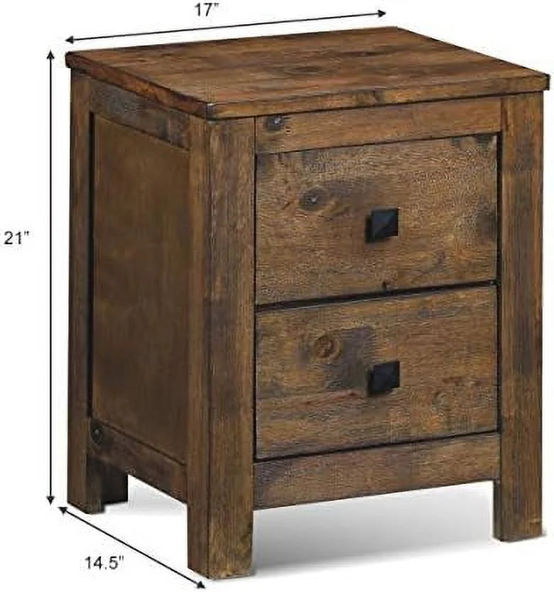 Rustic Wooden Nightstand with 2 Sliding Drawers X127