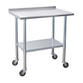 Stainless Steel Table 24 x 36 Inches with Caster Wheels and Undershelf H1339