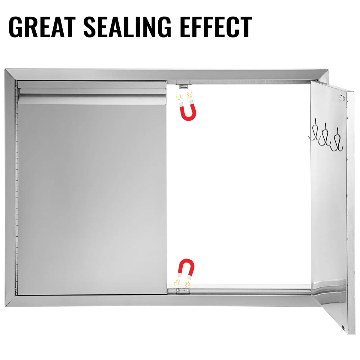 Double Wall Stainless Steel Outdoor Access Door with Hooks Q693808
