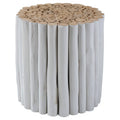 White Round Teakwood Side Table K406254