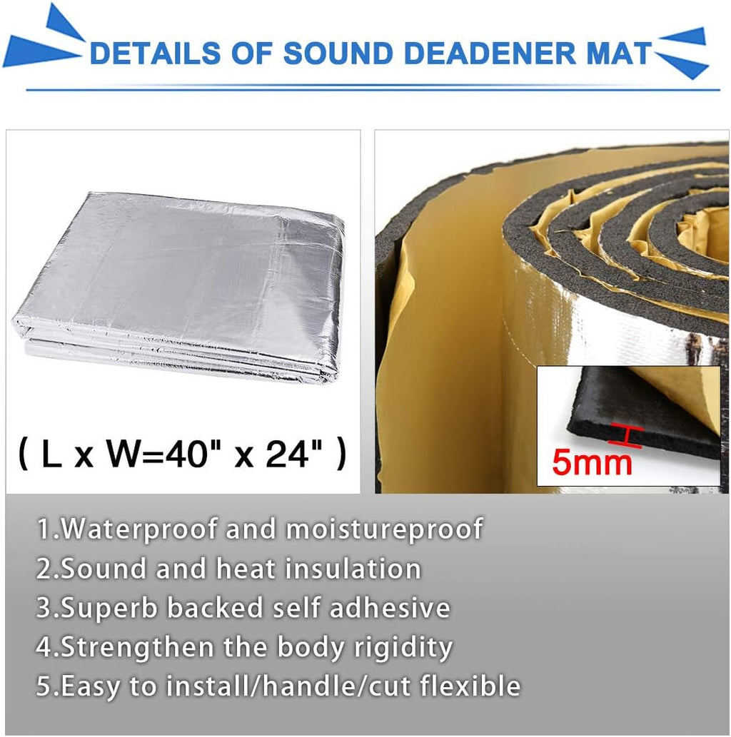 6.46sqft Car Sound Deadener Aluminum Foam Mat L616285