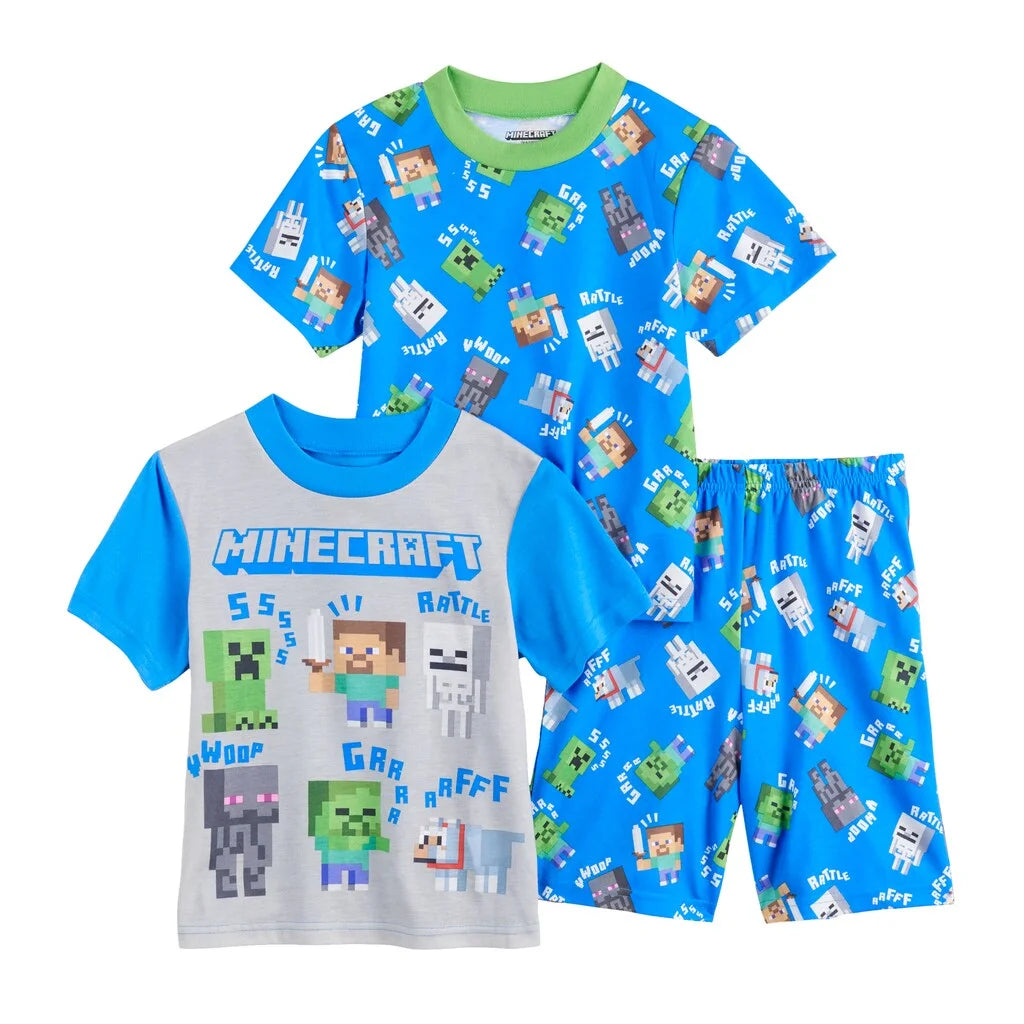 3-piece Poly Pajama Shorts Set B65962