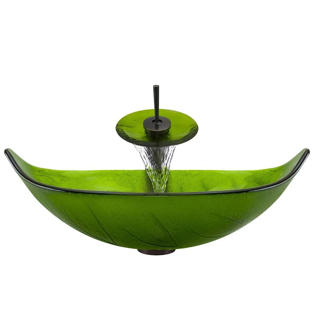 Oil Rubbed Bronze Bathroom Ensemble with Vessel Sink, Waterfall Faucet, Pop-Up Drain Z86204