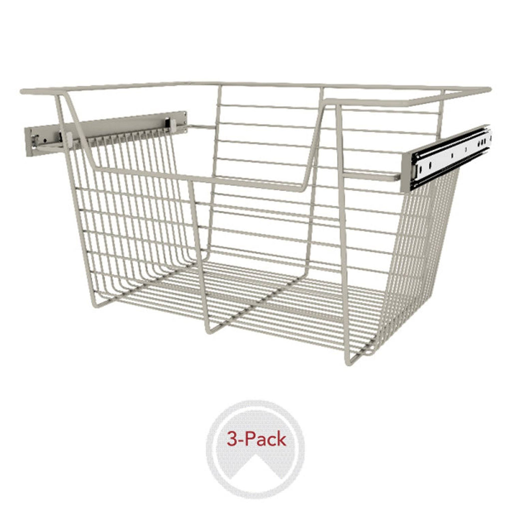 18x22 Satin Nickel Closet Basket 3 Pack V63278