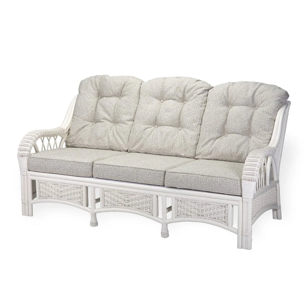 Rattan Wicker Living Room Set 4 Pieces: 2 Lounge Chair ThreeSeater/Sofa Coffee Table White Color with Cushion A20505
