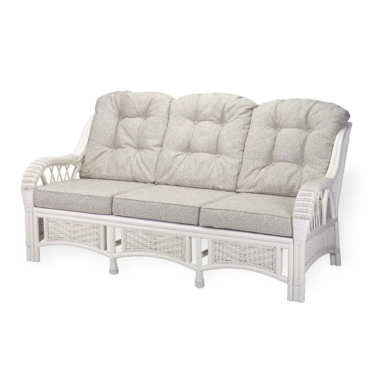 Rattan Wicker Living Room Set 4 Pieces: 2 Lounge Chair ThreeSeater/Sofa Coffee Table White Color with Cushion A20505