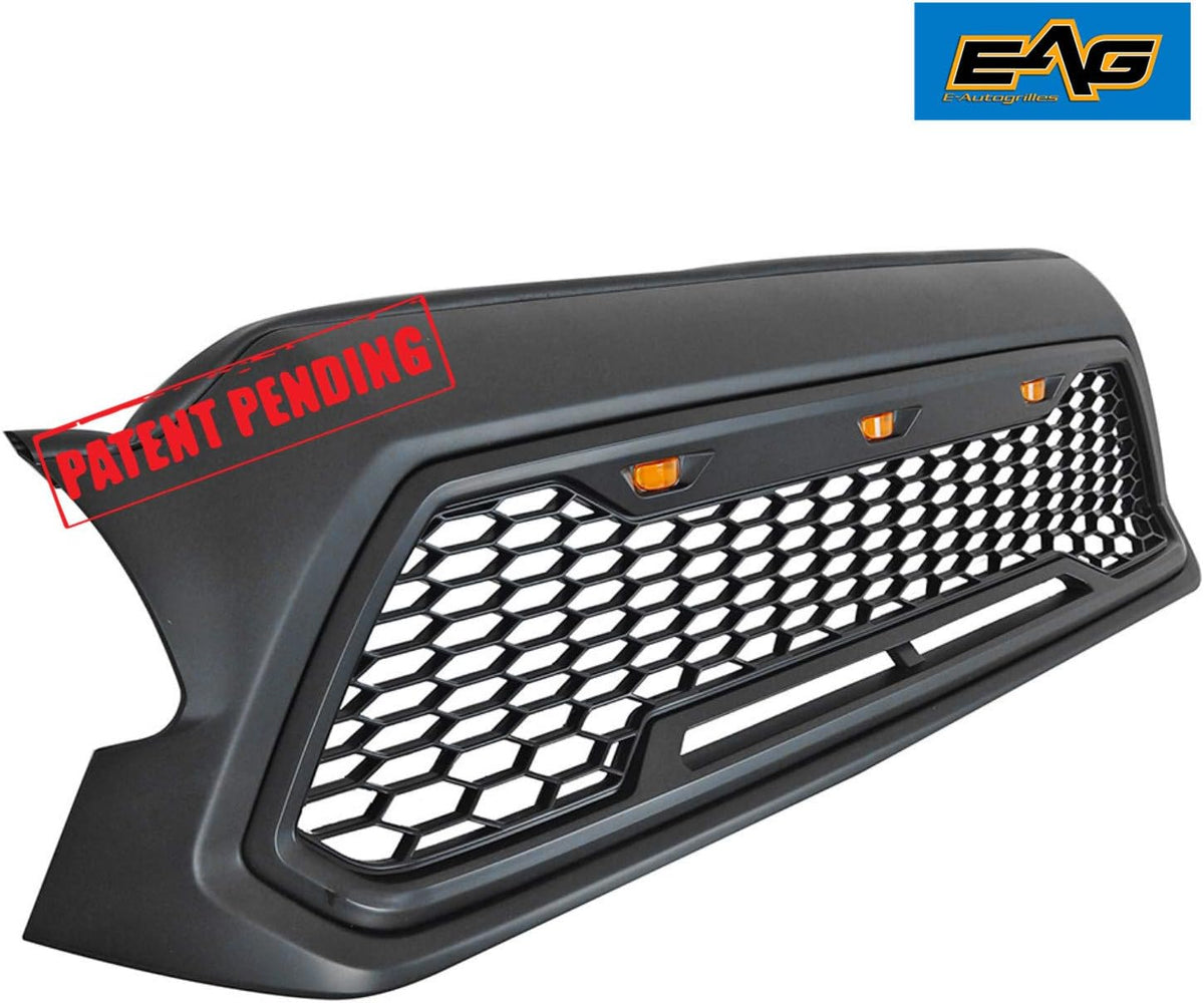 Matte Black ABS Grille Front Grill with Amber LED Lights Y7146