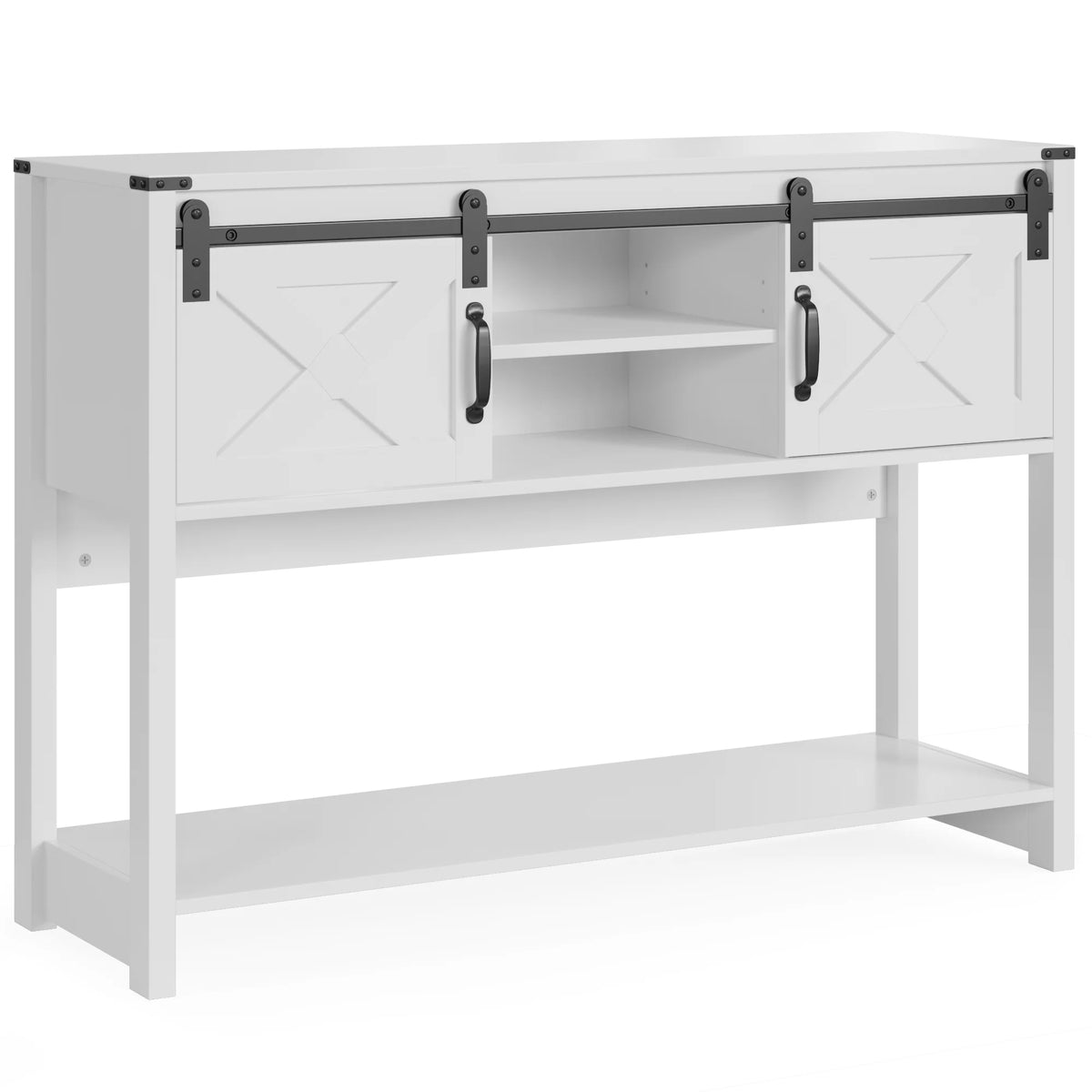 White Console Table with Storage and Shelves S592236