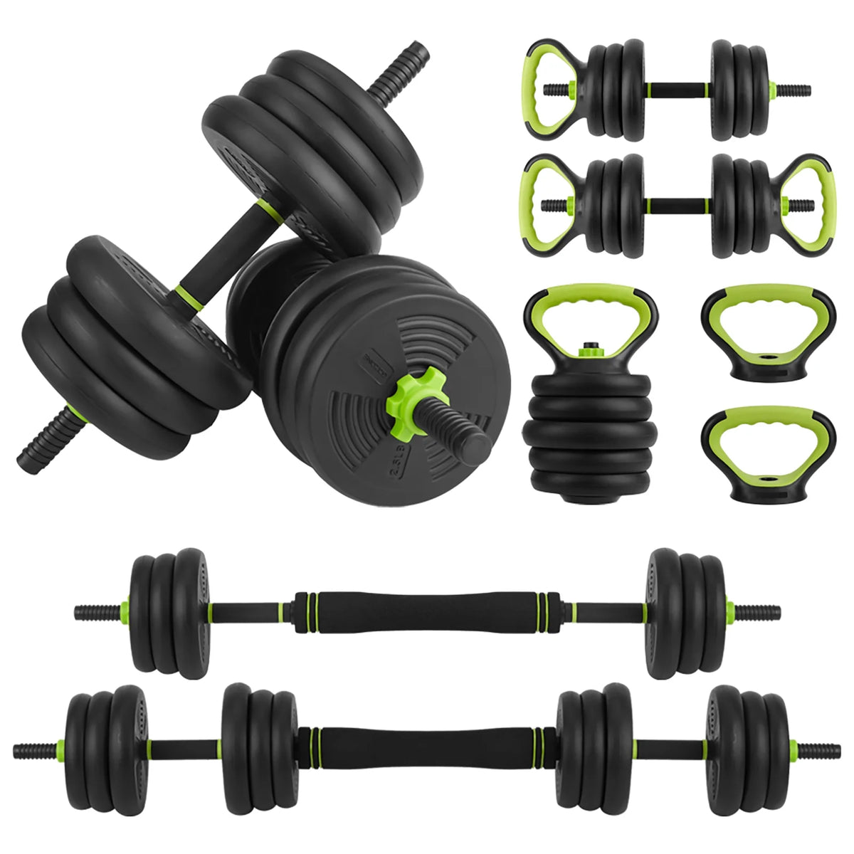 Adjustable 66LBS 88LBS 4 in1 Dumbbell Barbell Kettlebell Set L5280