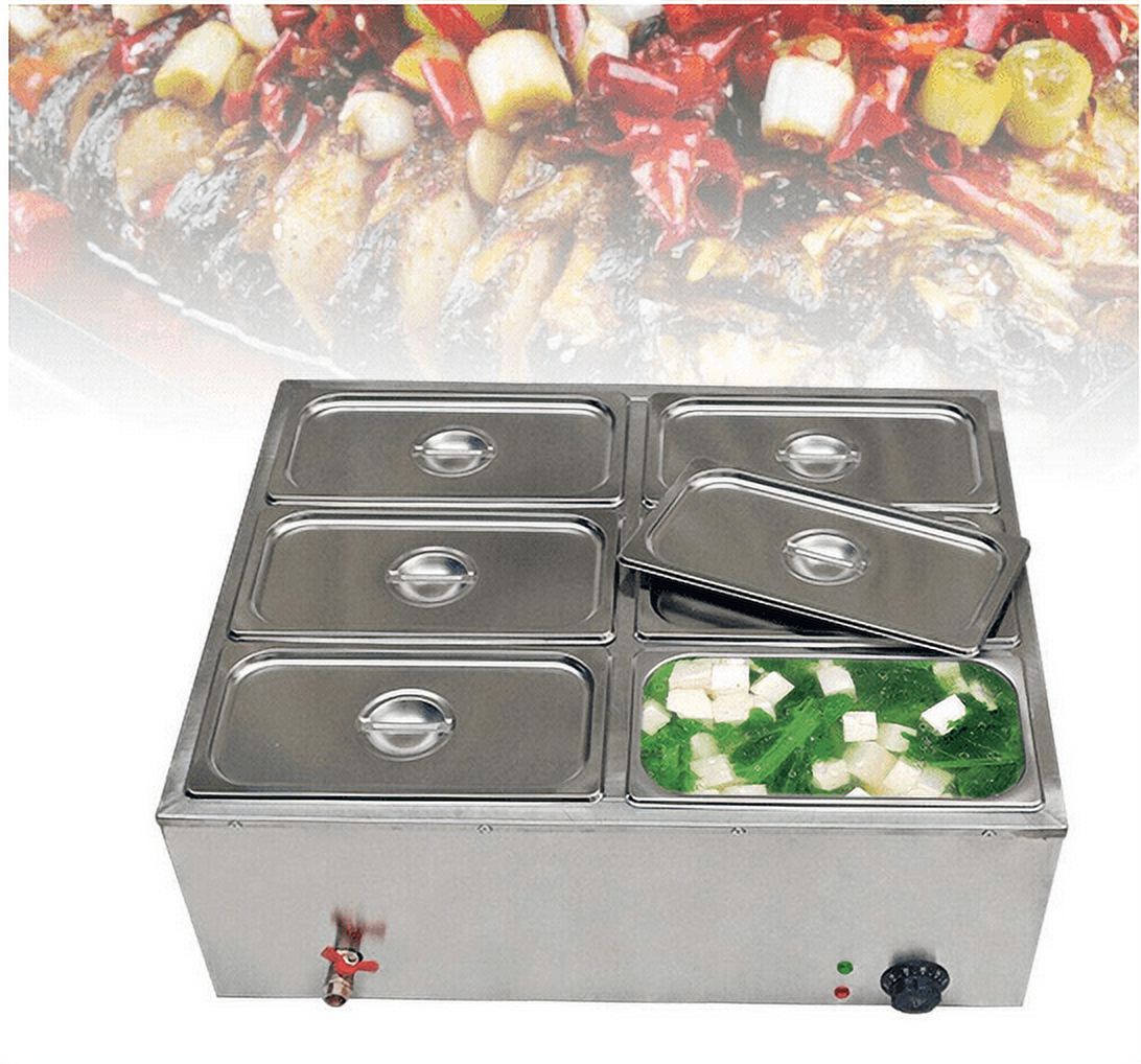 6-Pan with 6 Covers Commercial Food Warmer 7L 850W Y507
