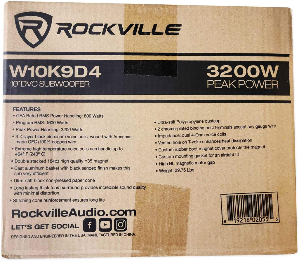 10 3200 Watt Car Audio Subwoofer with Vented Sub Box Enclosure A6980