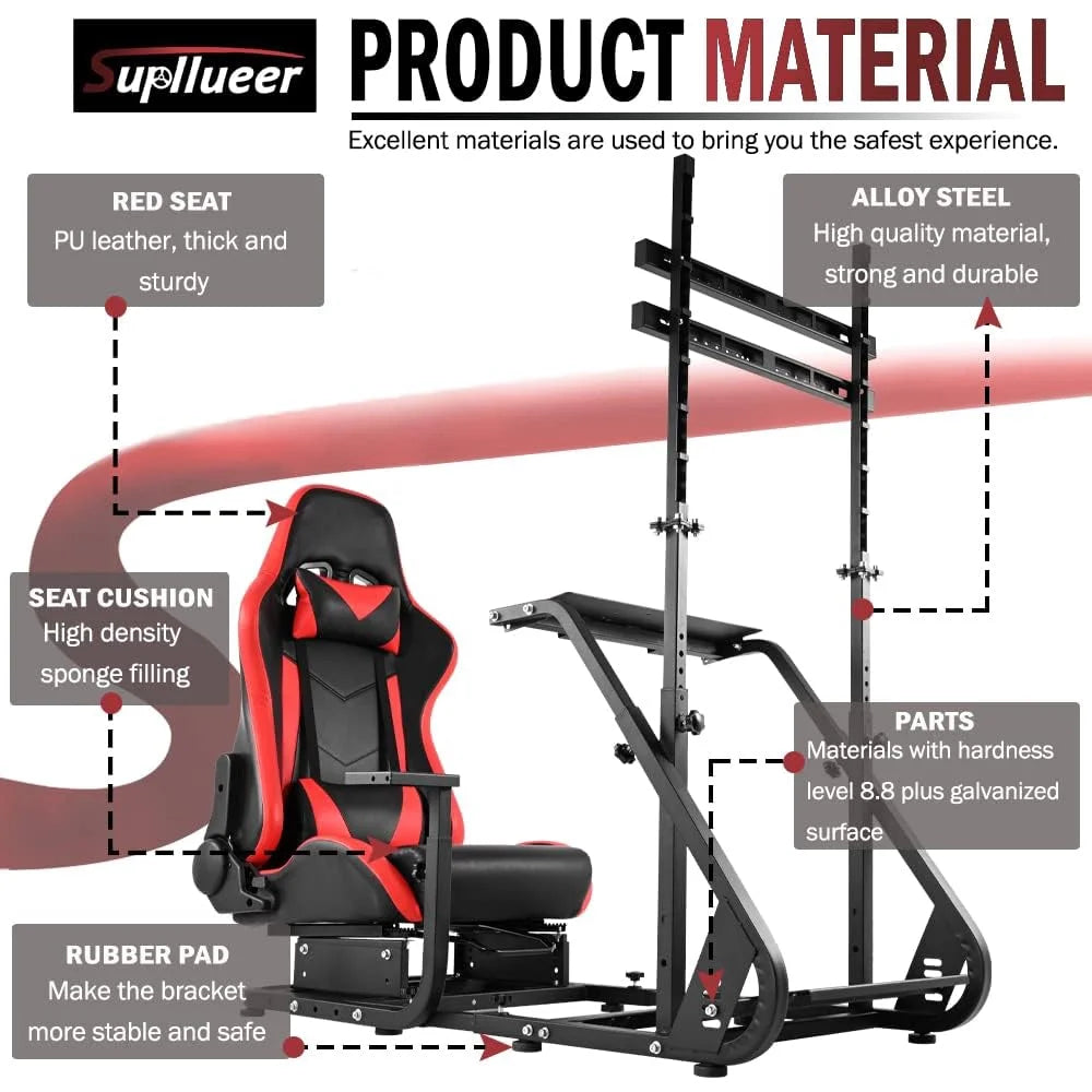 Racing Sim Cockpit with Gaming Seat and Monitor Stand O61966