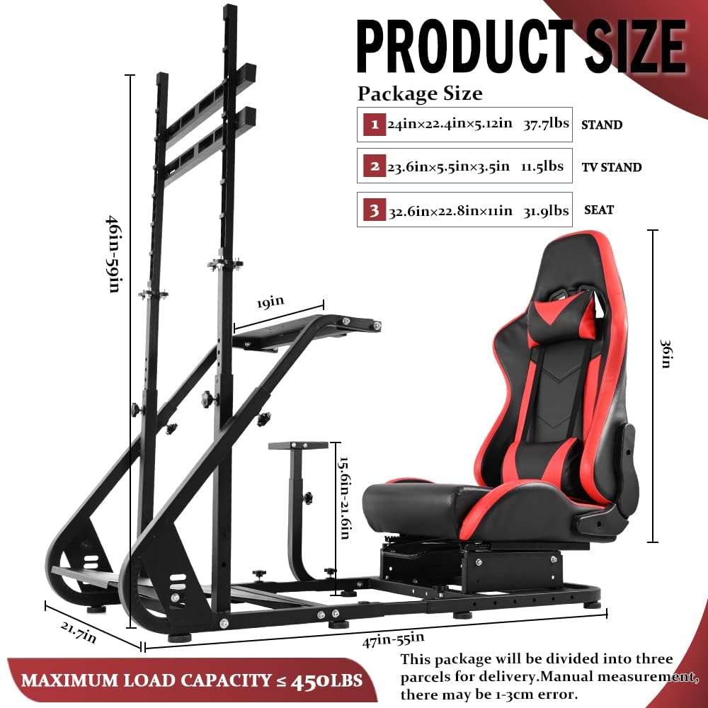 Racing Sim Cockpit with Gaming Seat and Monitor Stand O61966