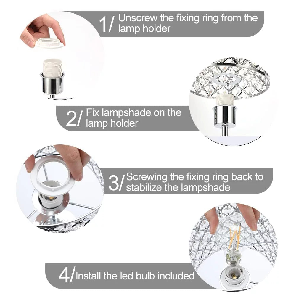 Crystal Table Lamp Set of 2 with 2 USB Charging Ports Y2033