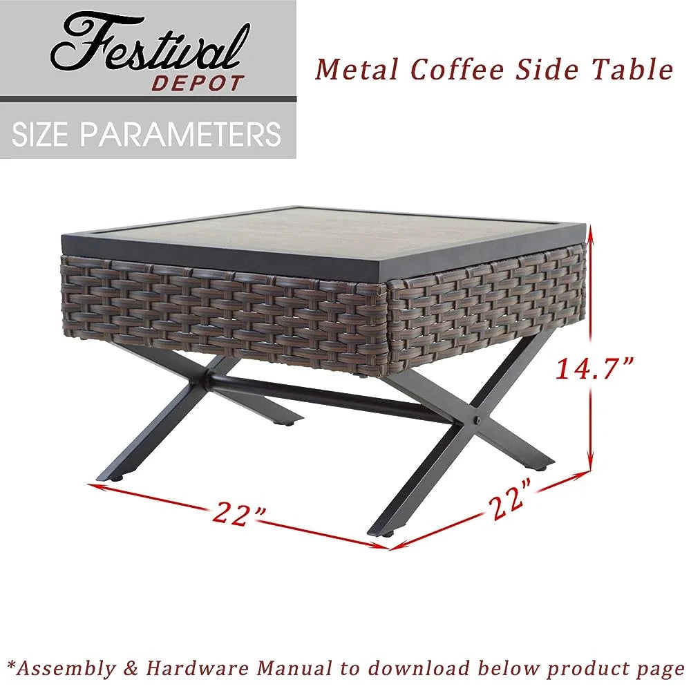 Brown Black Metal Outdoor Coffee Table C4369