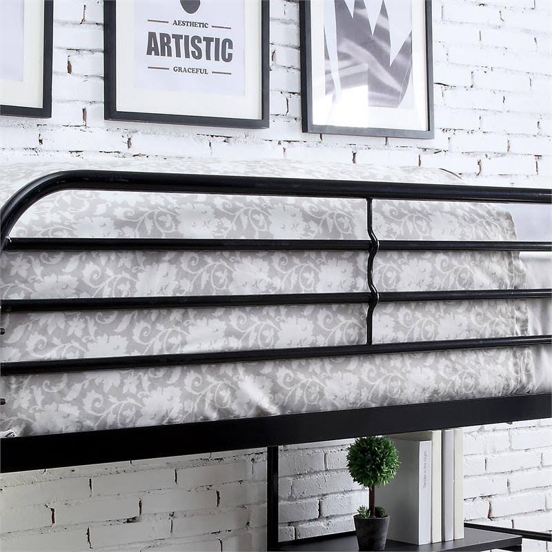 Black Metal Twin Over Workstation Bunk Bed J162
