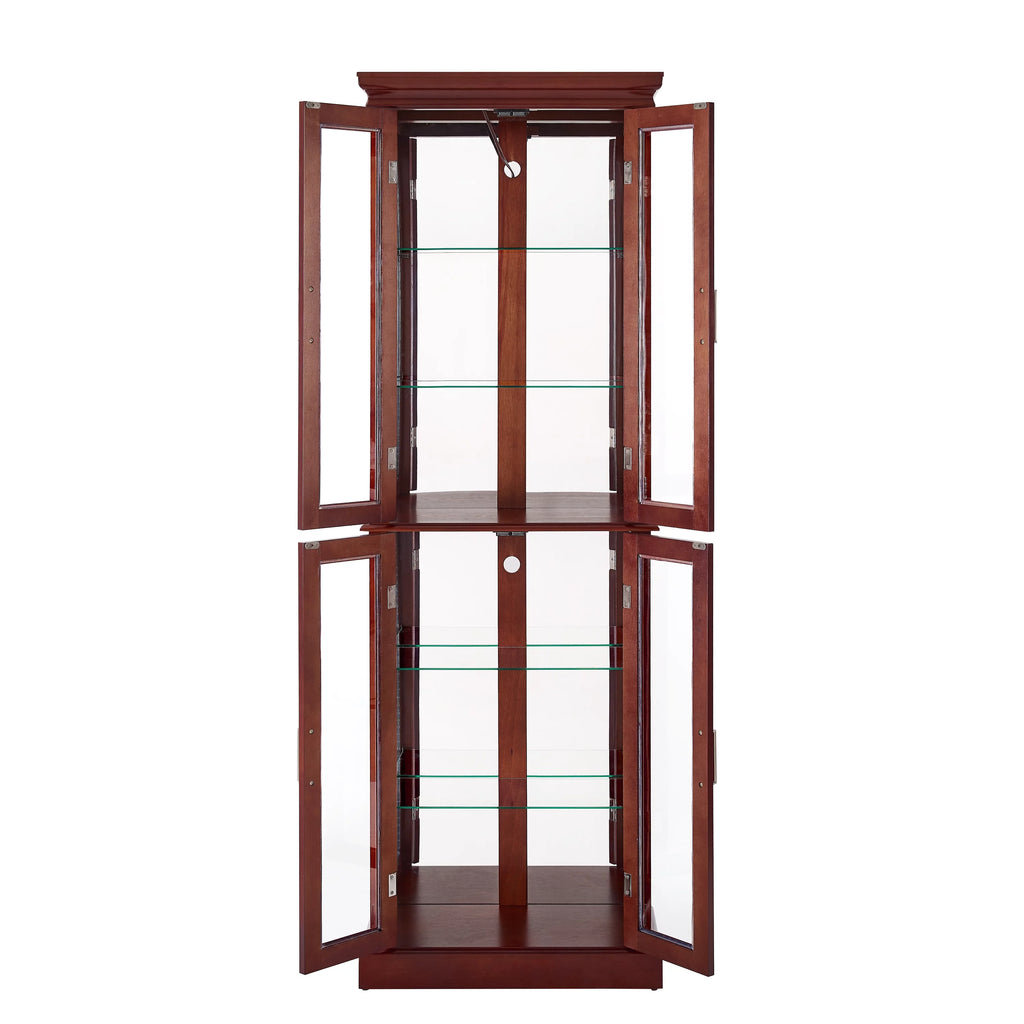 6-Tier Lighted Curio Display Cabinet with Adjustable Shelves and Tempered Glass Doors U7730