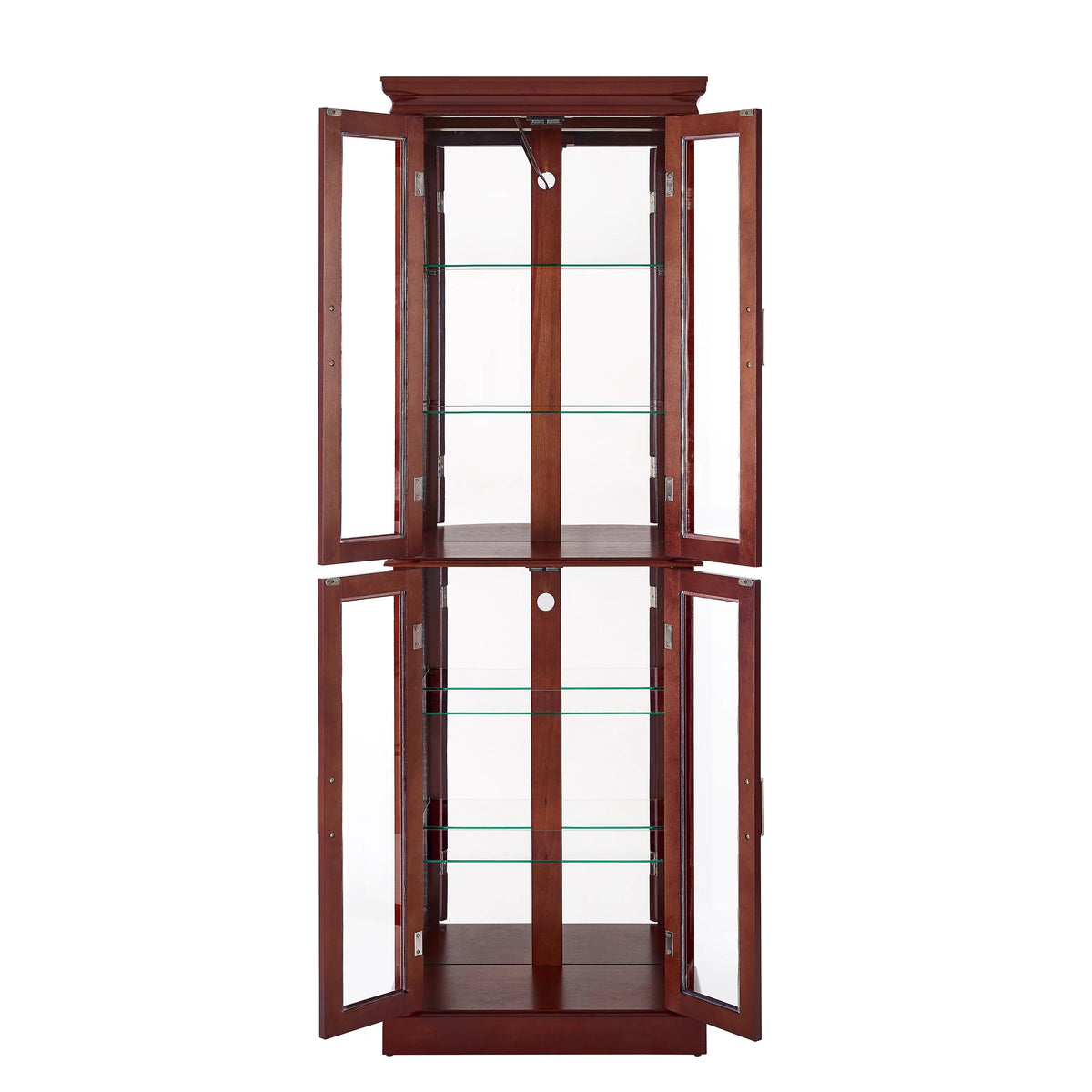 6-Tier Lighted Curio Display Cabinet with Adjustable Shelves and Tempered Glass Doors U7730